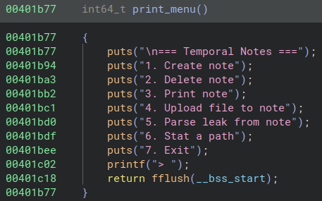Program menu